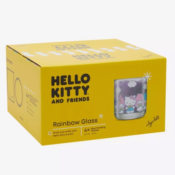Hello Kitty And Friends Rainbows Glass Cup Set Of 4 NEW IN BOX - Picture 1 of 2